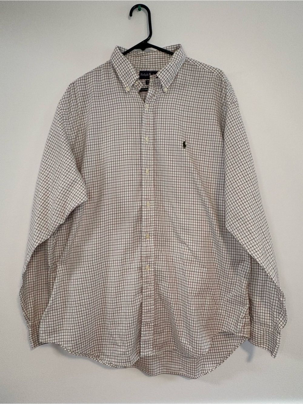 Ralph Lauren Yarmouth 17 36/37 Check Button Down Cotton Shirt brown green men